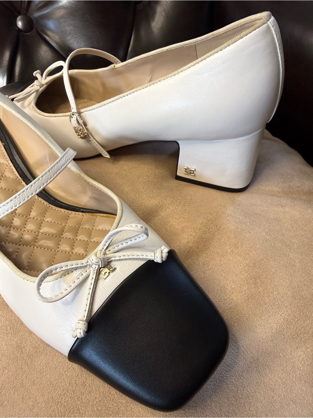 Sam Edelman Thora Mary Jane White/Black Color- Block Pumps - Sz 11M